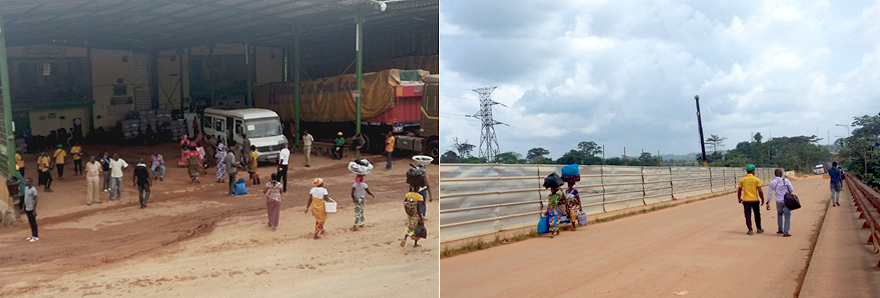 Informal traders and customs facilities at the Cote d’Ivoire-Ghana border. ALG News